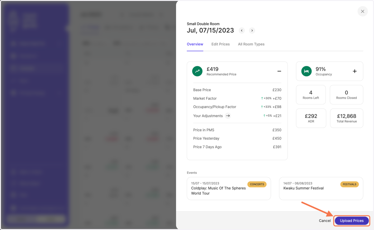 Click on "Upload Prices" on the bottom right