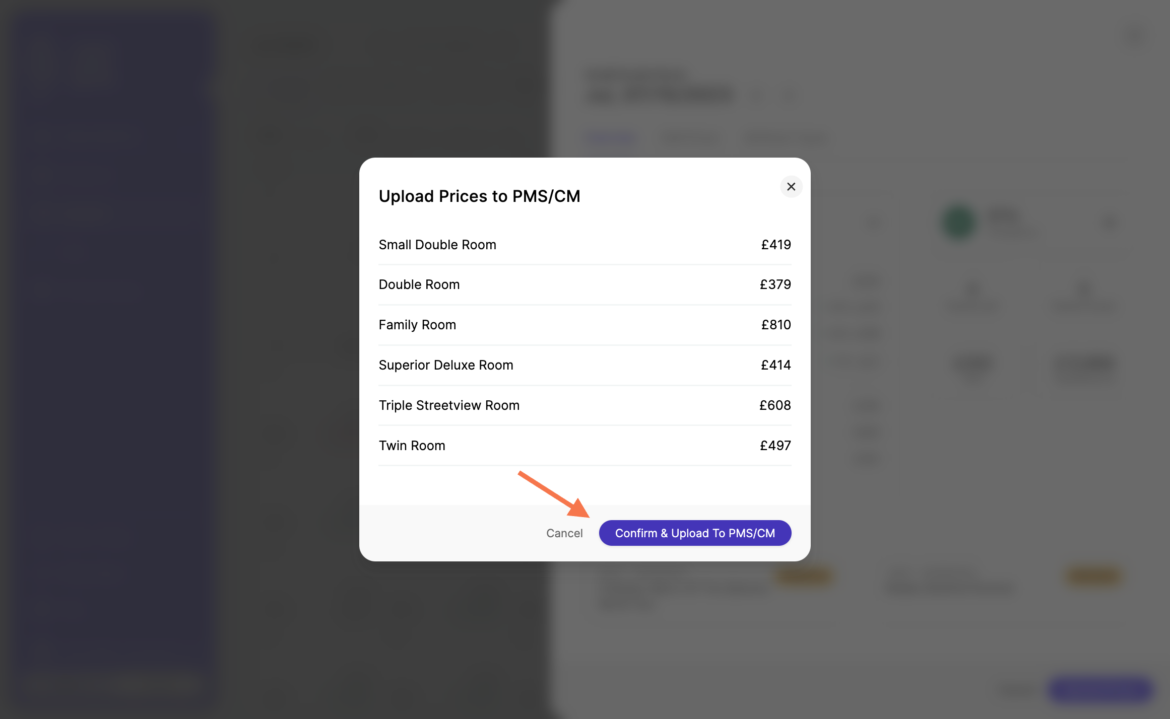 Click on "Confirm & Upload To PMS/CM"