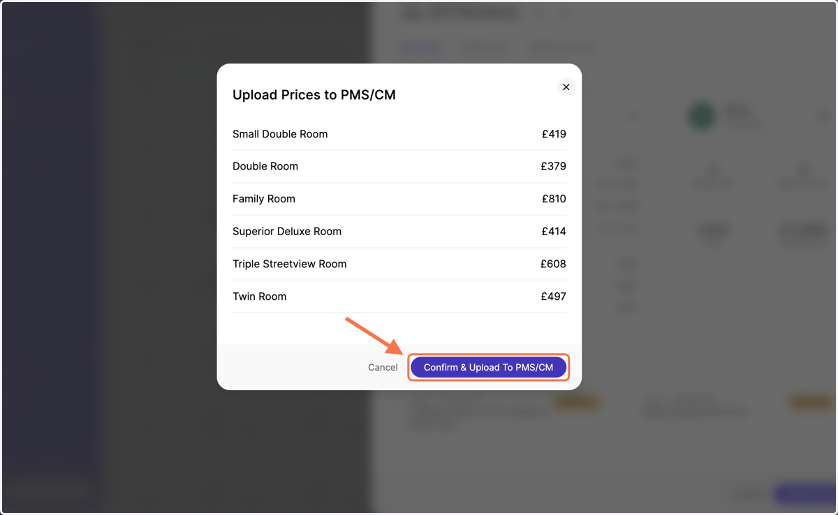 Click on "Confirm & Upload To PMS/CM"