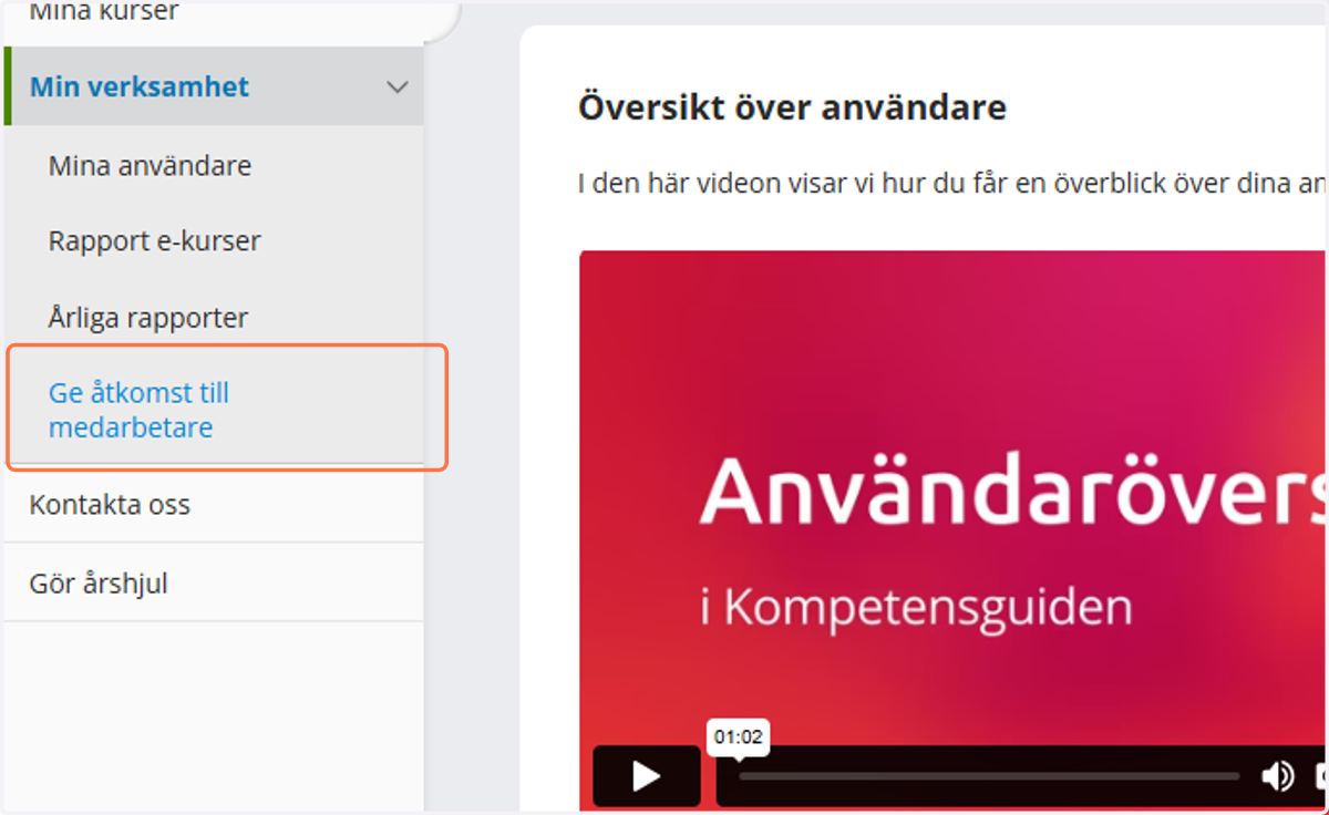 Tryck på "Ge åtkomst till medarbetare"
