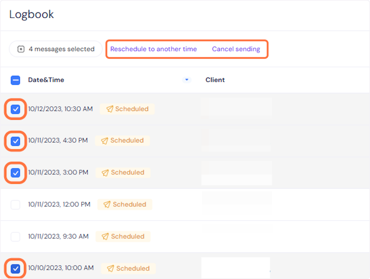 Move or cancel scheduled messages