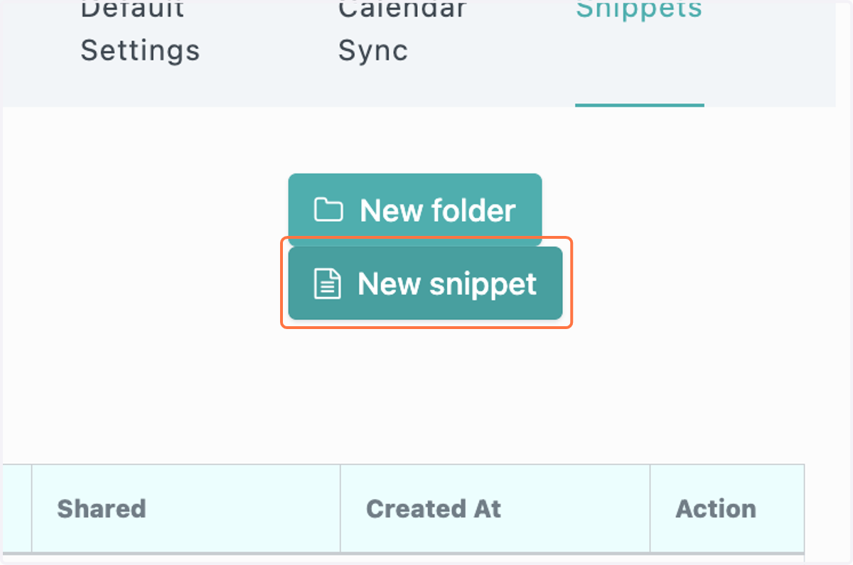 Click on New snippet