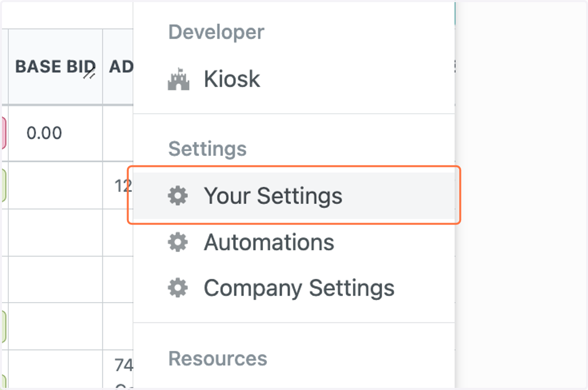 Click on Your Settings