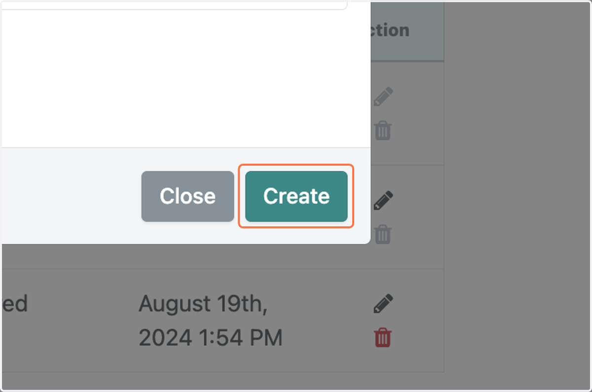 Click on Create