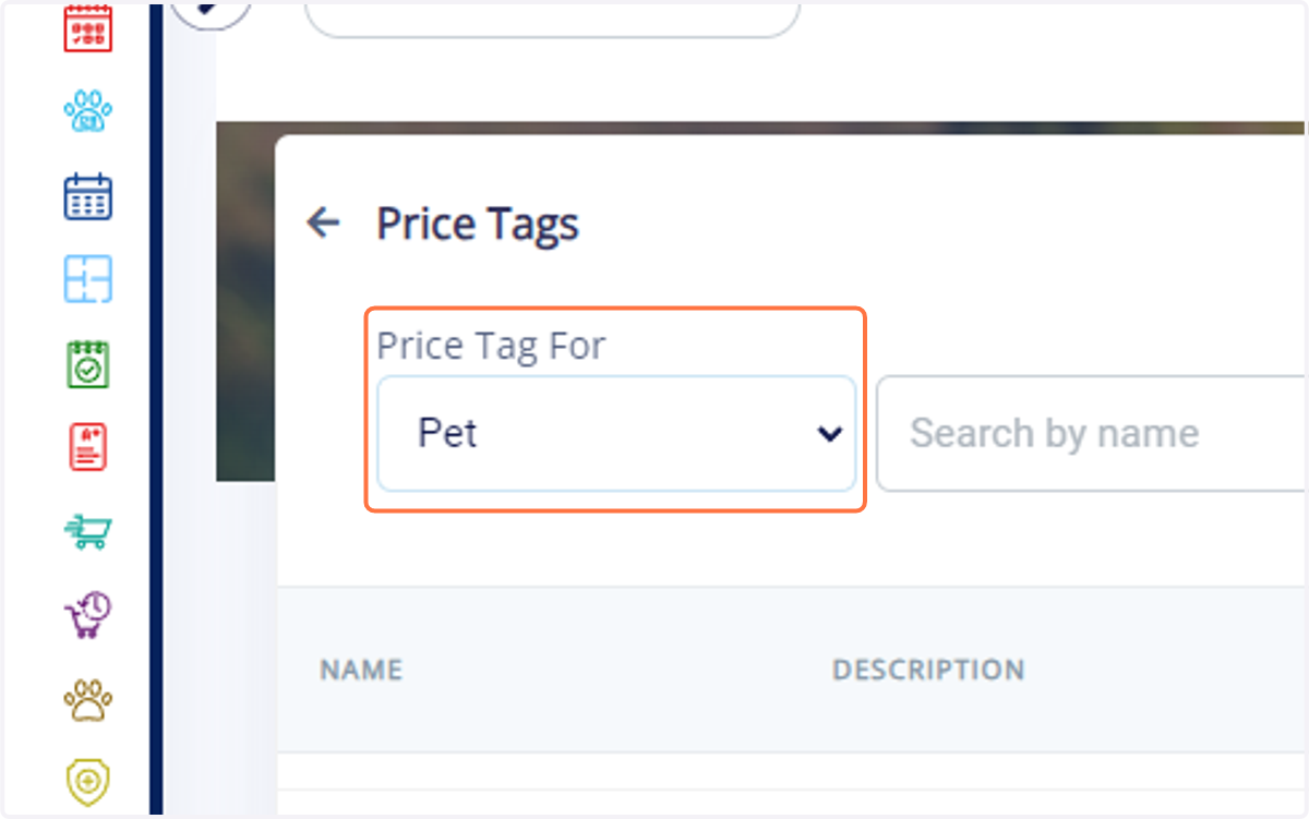 From the "Price Tag For" option, select the dropdown menu named "Pet" to specify that you're creating price tags for pets only.