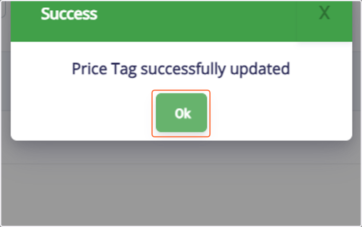 Click on "OK" to close the price tag creation window.