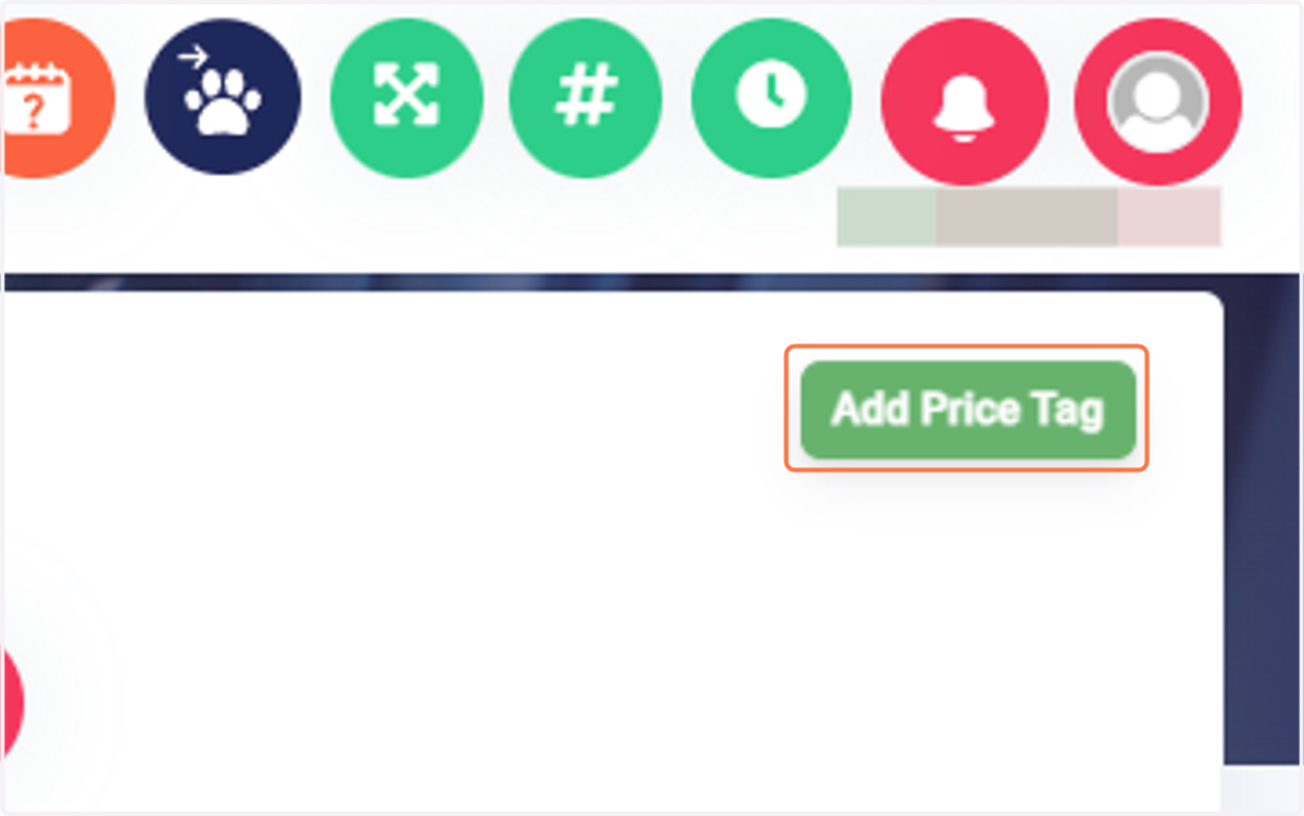 Click on the "Add Price Tag" button to start the creation process.