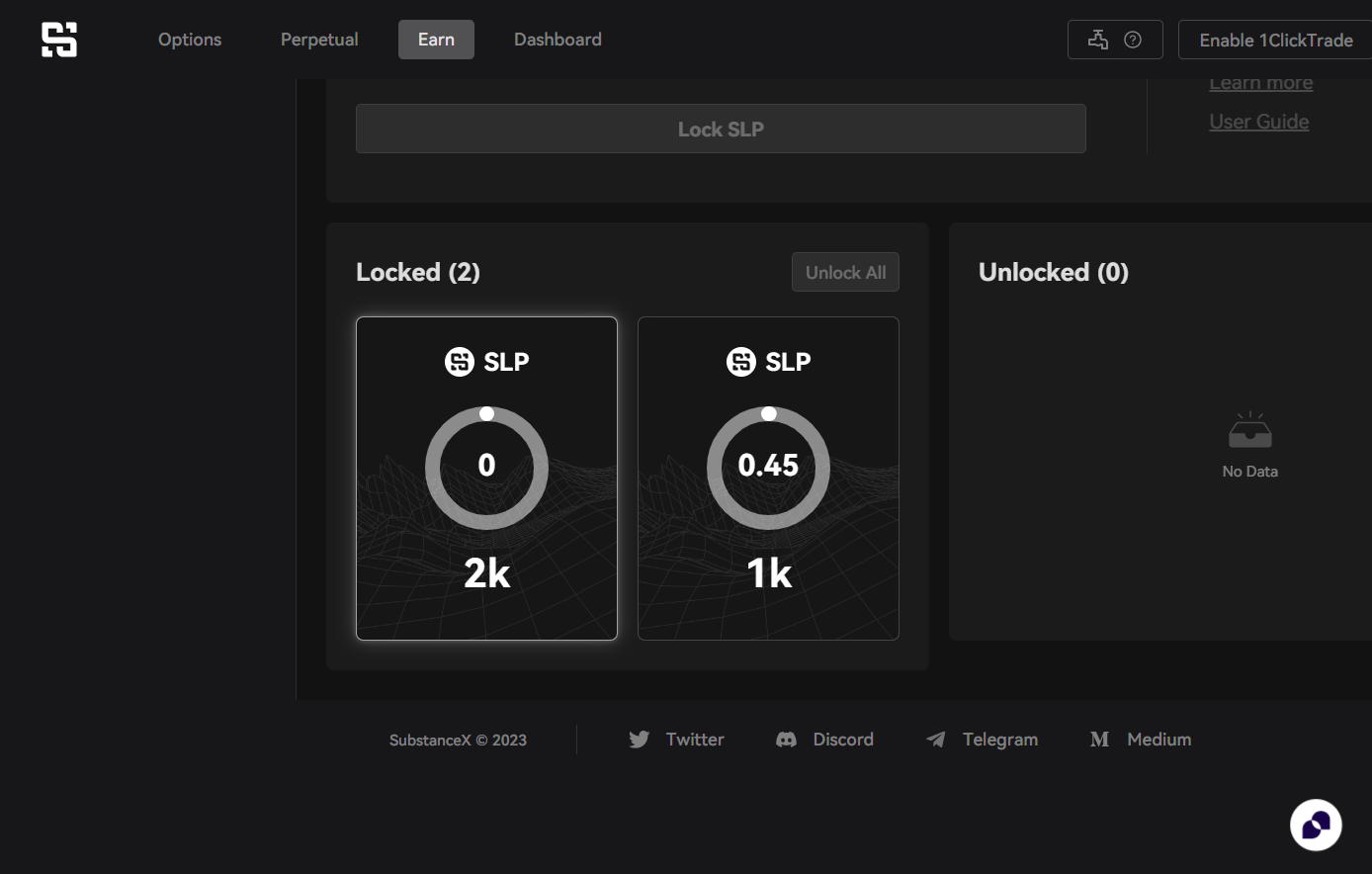 Click on the circle for detailed information on your locked investment
