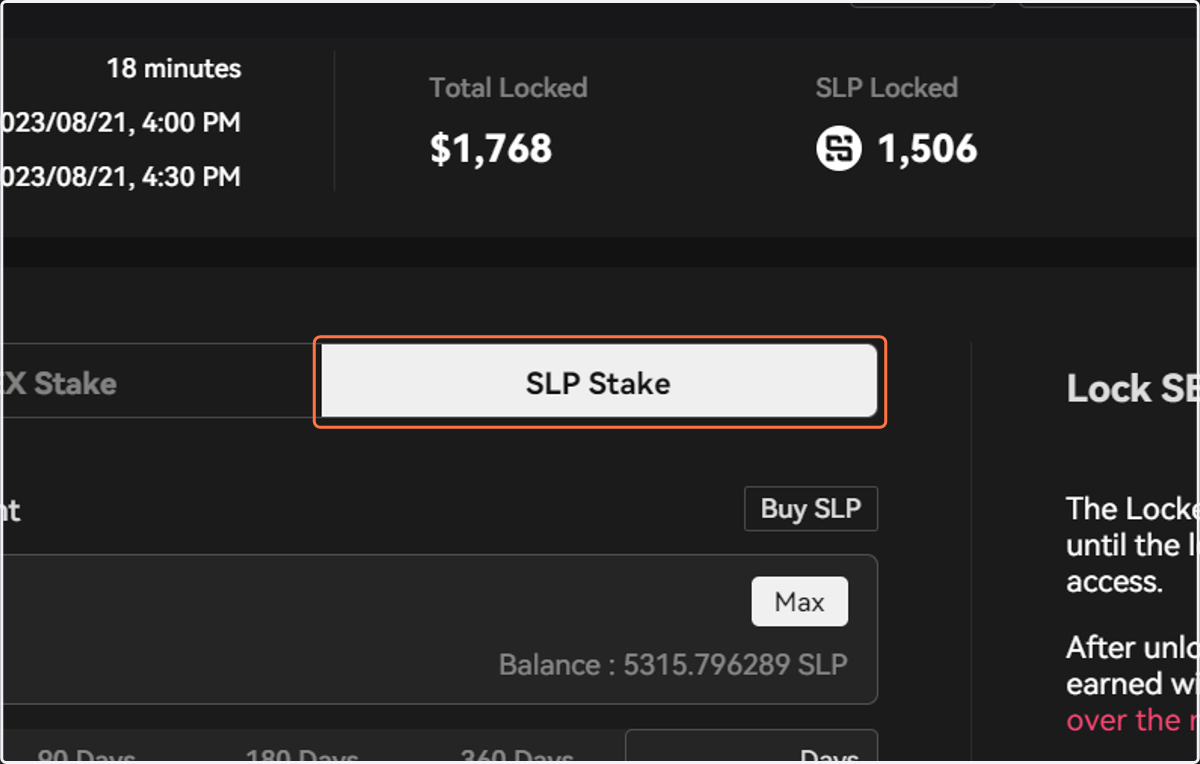 Click on SLP Stake