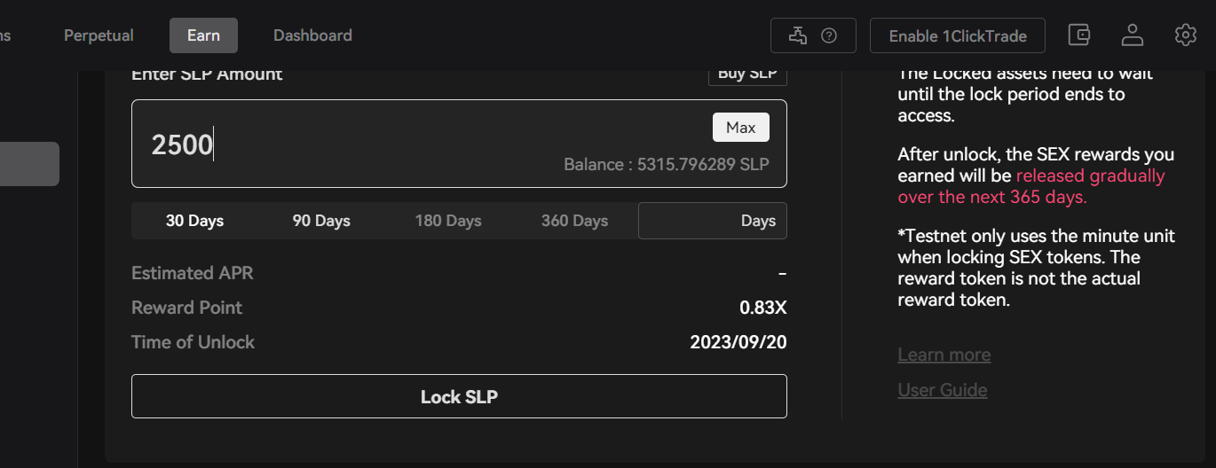 Next, select your lock period