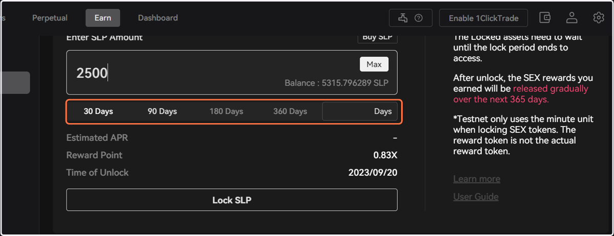 Next, select your lock period