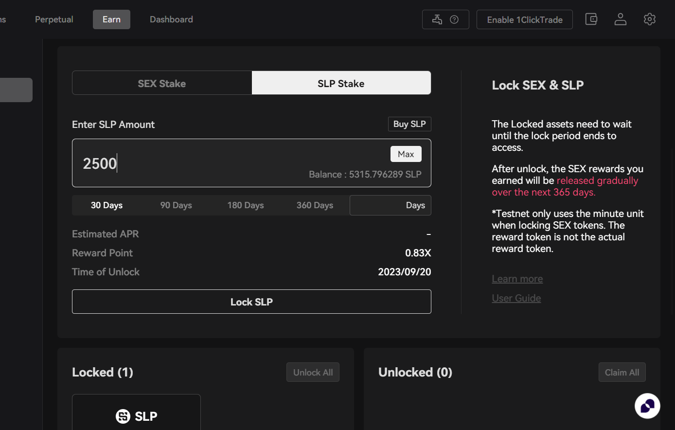 Enter the amount of SLP you would like to lock