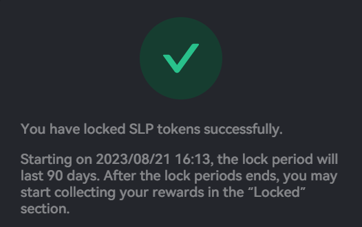 You will be notified when the action is processed and we will remind you again of the duration of the lock period