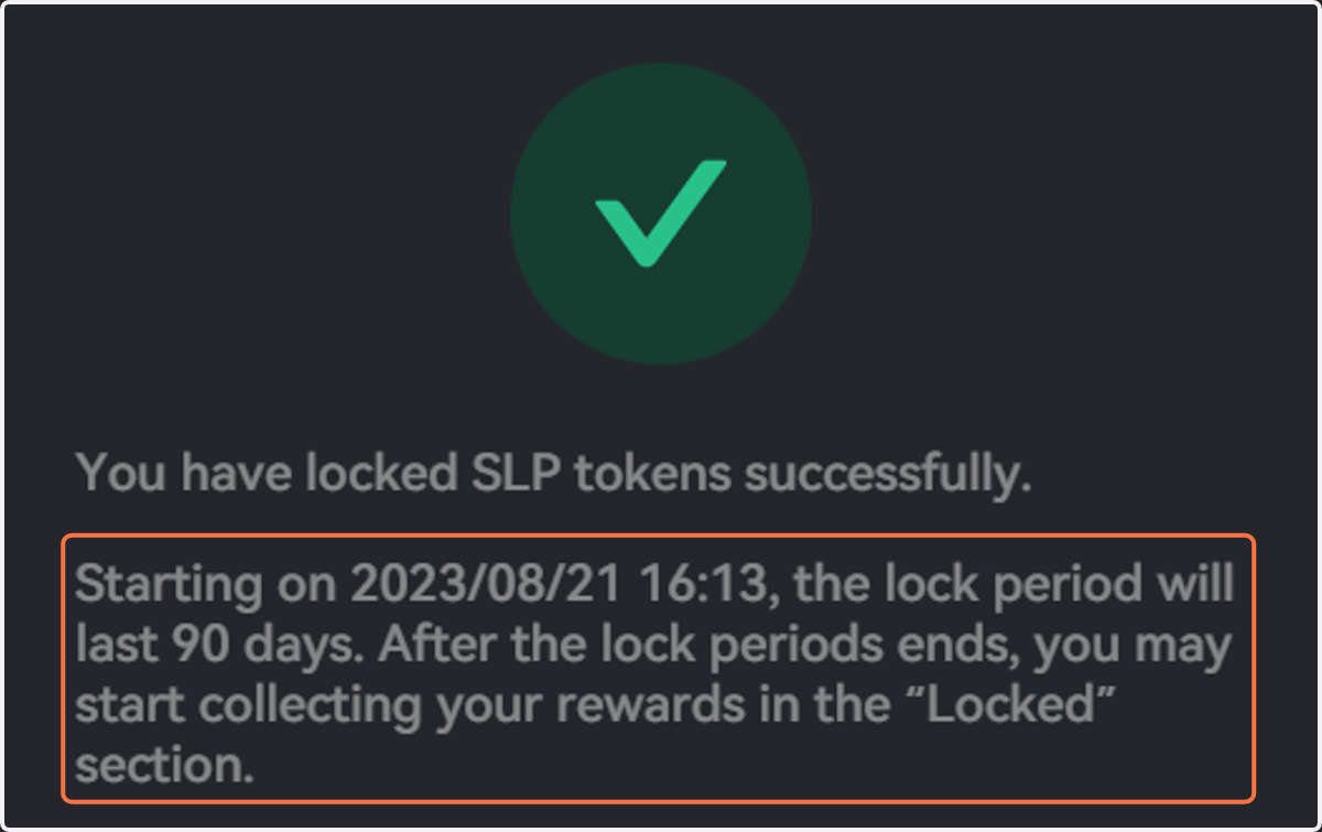 You will be notified when the action is processed and we will remind you again of the duration of the lock period