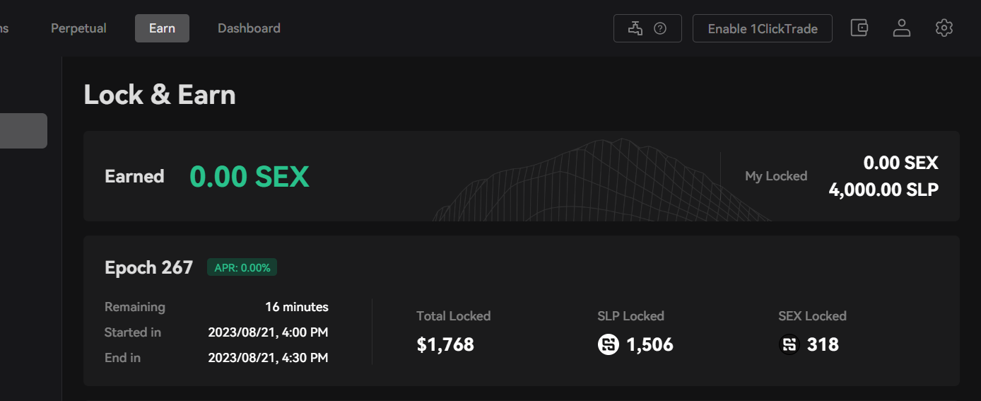 Your locked/earned data will be updated on the top banner in real-time