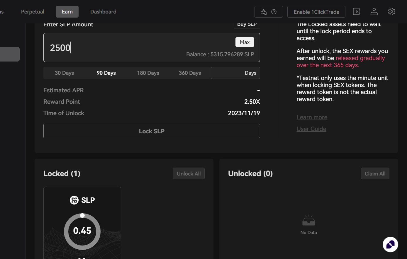 After confirming the information, click on Lock SLP