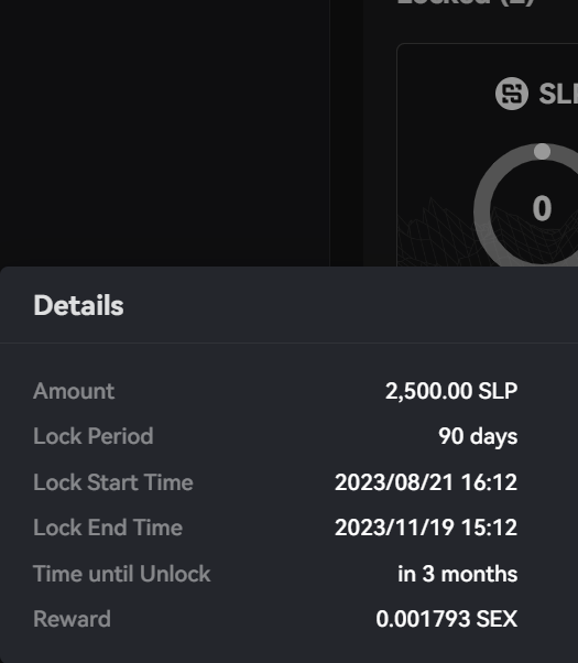 Your locked amount, period, remaining time, and reward will be displayed here