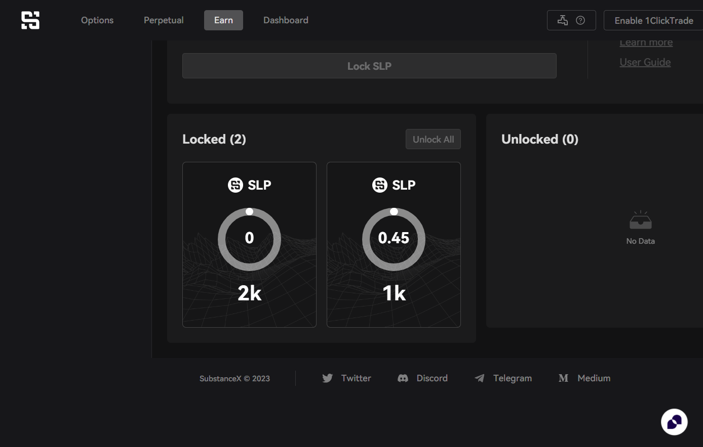 Users may view their locked tokens under the Locked tab
