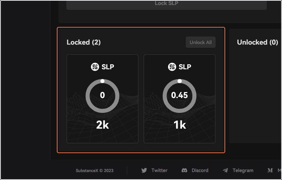 Users may view their locked tokens under the Locked tab