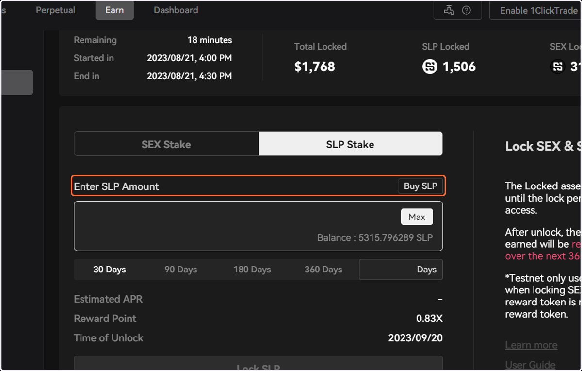 If you need more SLP, click the Buy SLP button on top