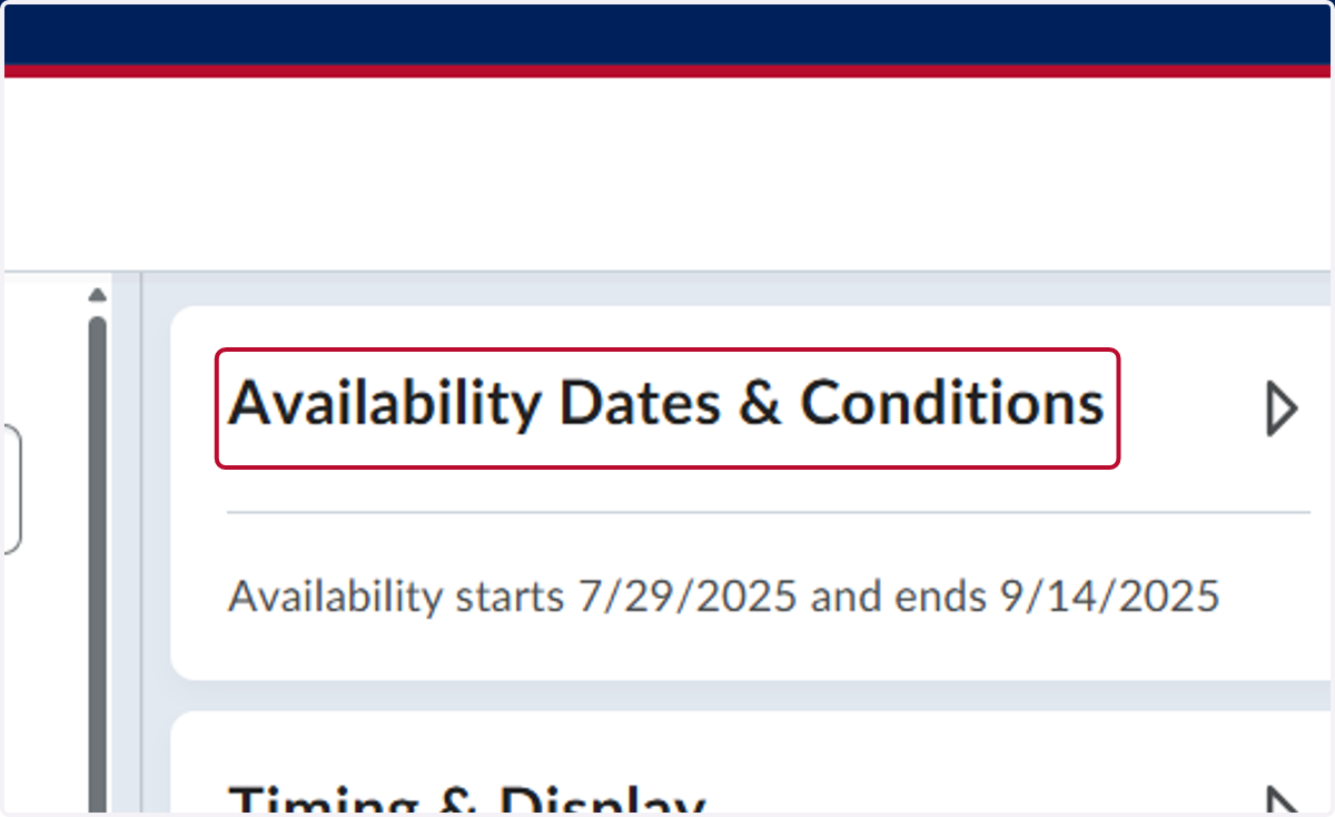 Click on Availability Dates & Conditions