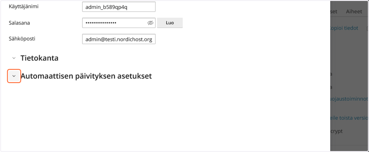 Voit muokata asetuksia halutessasi.
