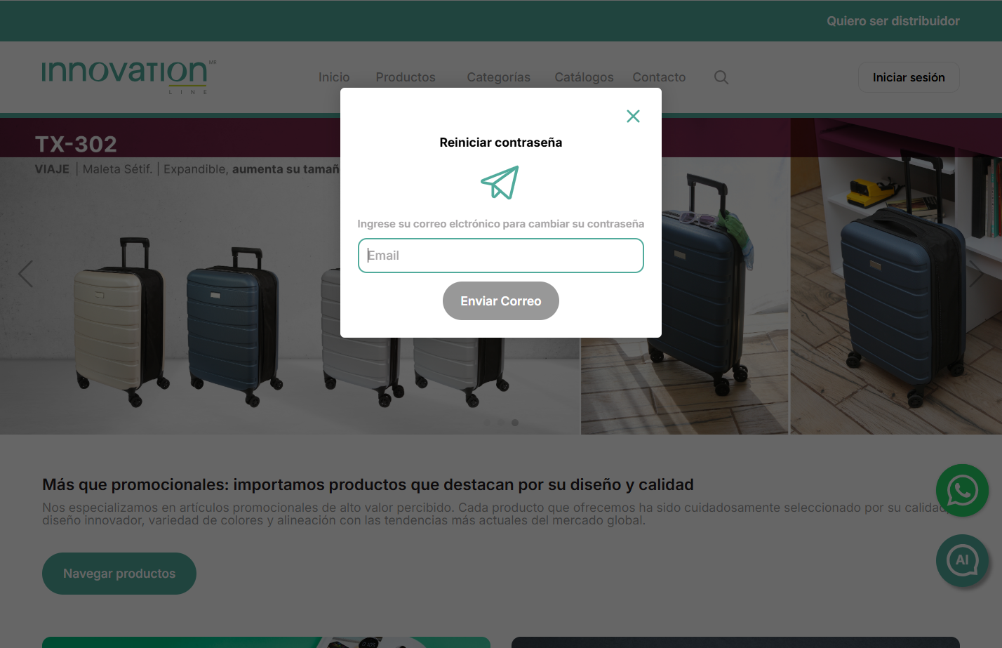 Escribe el correo con el que estás registrado en nuestra plataforma y da click en el botón enviar