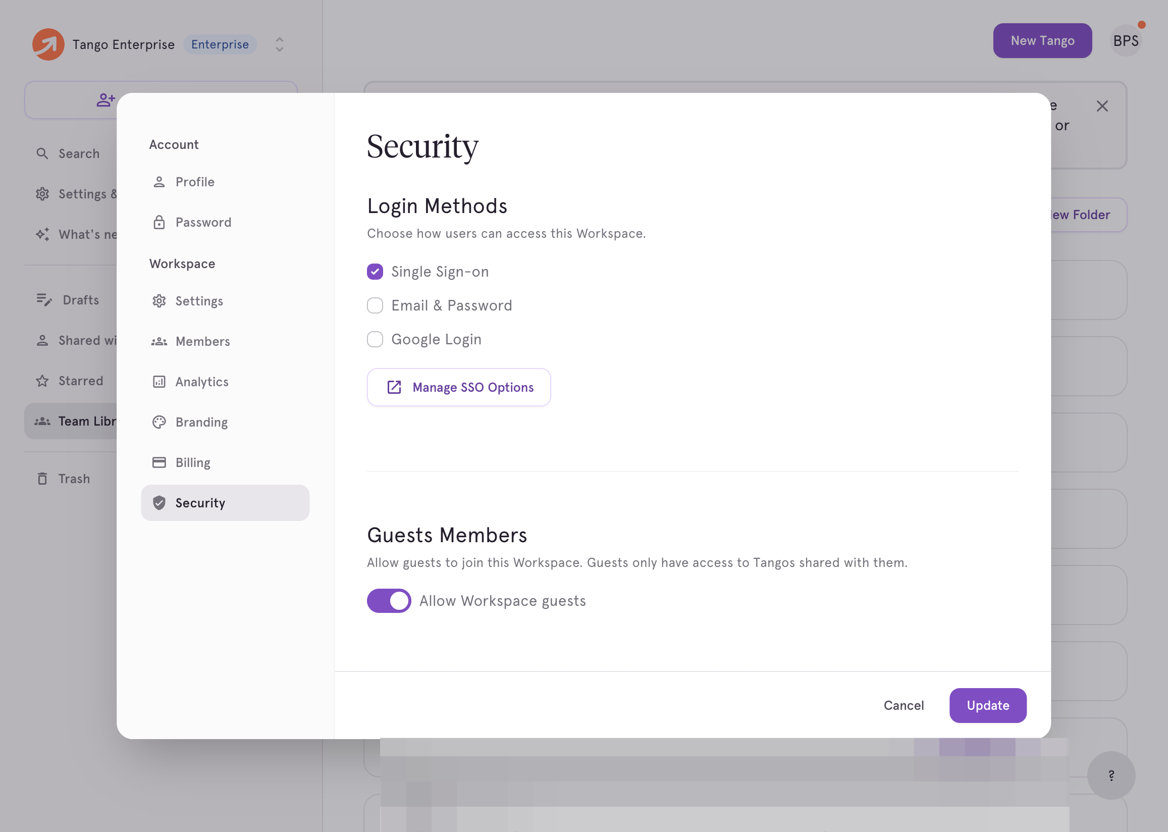 Uncheck Google Login