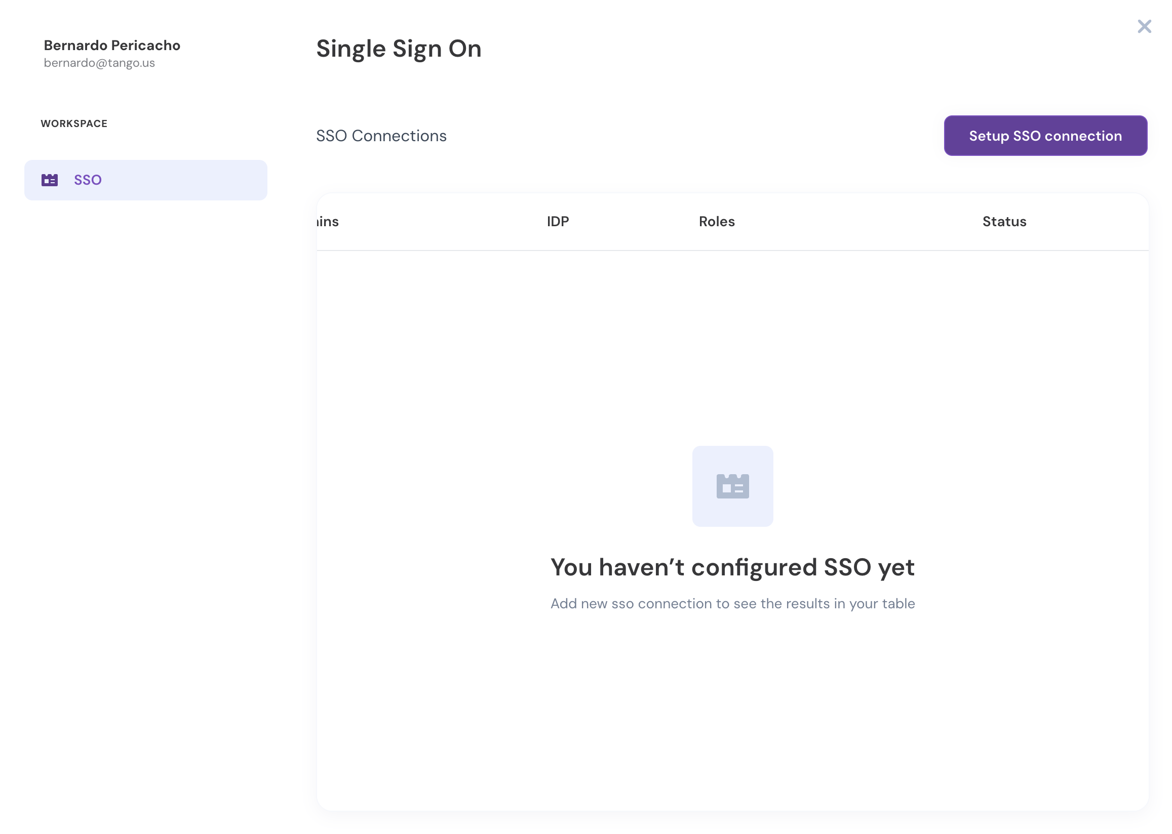 Click on Setup SSO connection