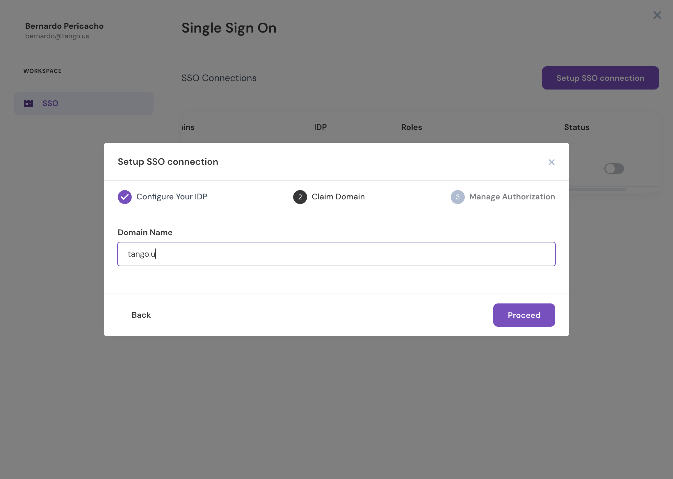 Type your organization's domain
