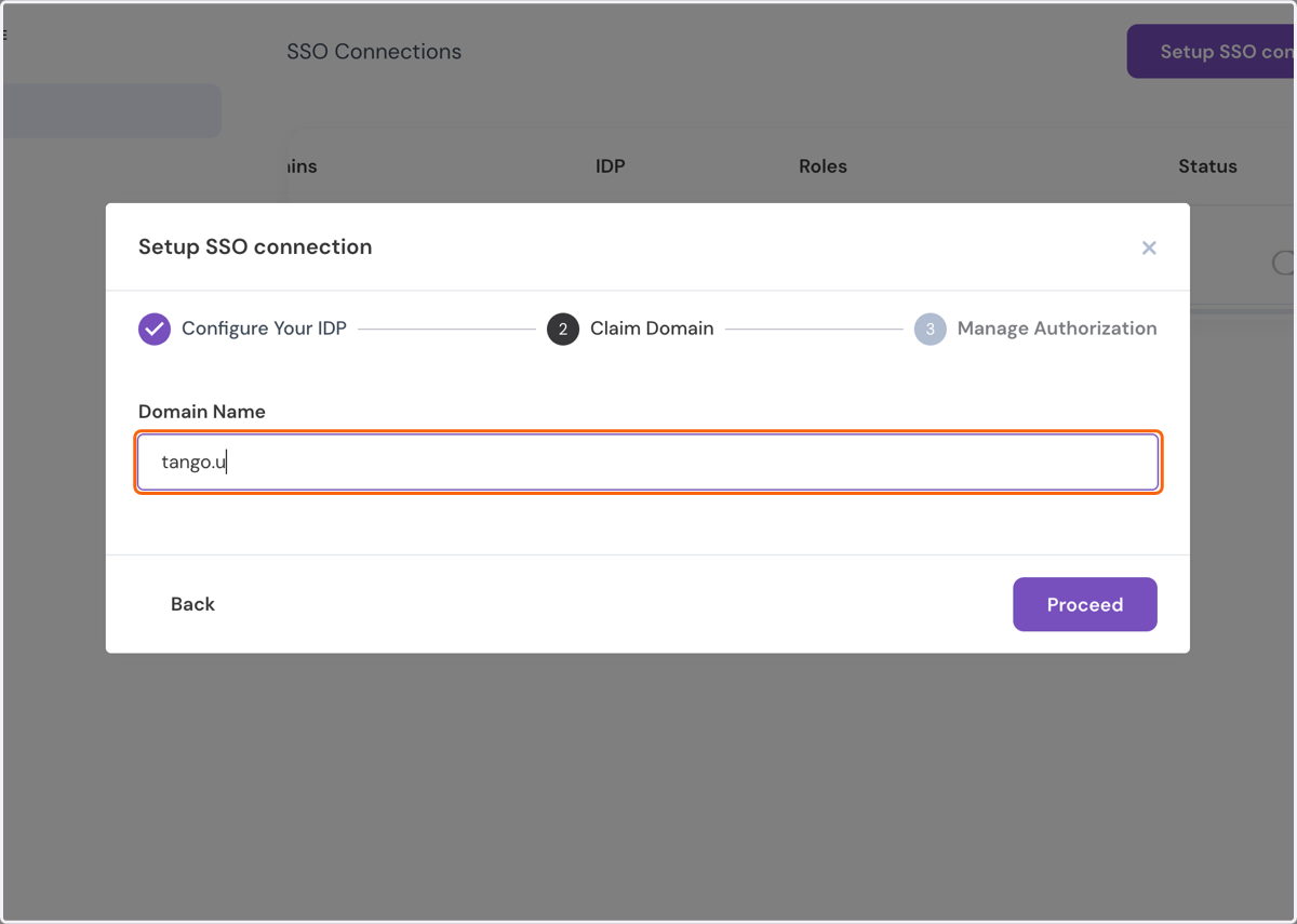 Type your organization's domain