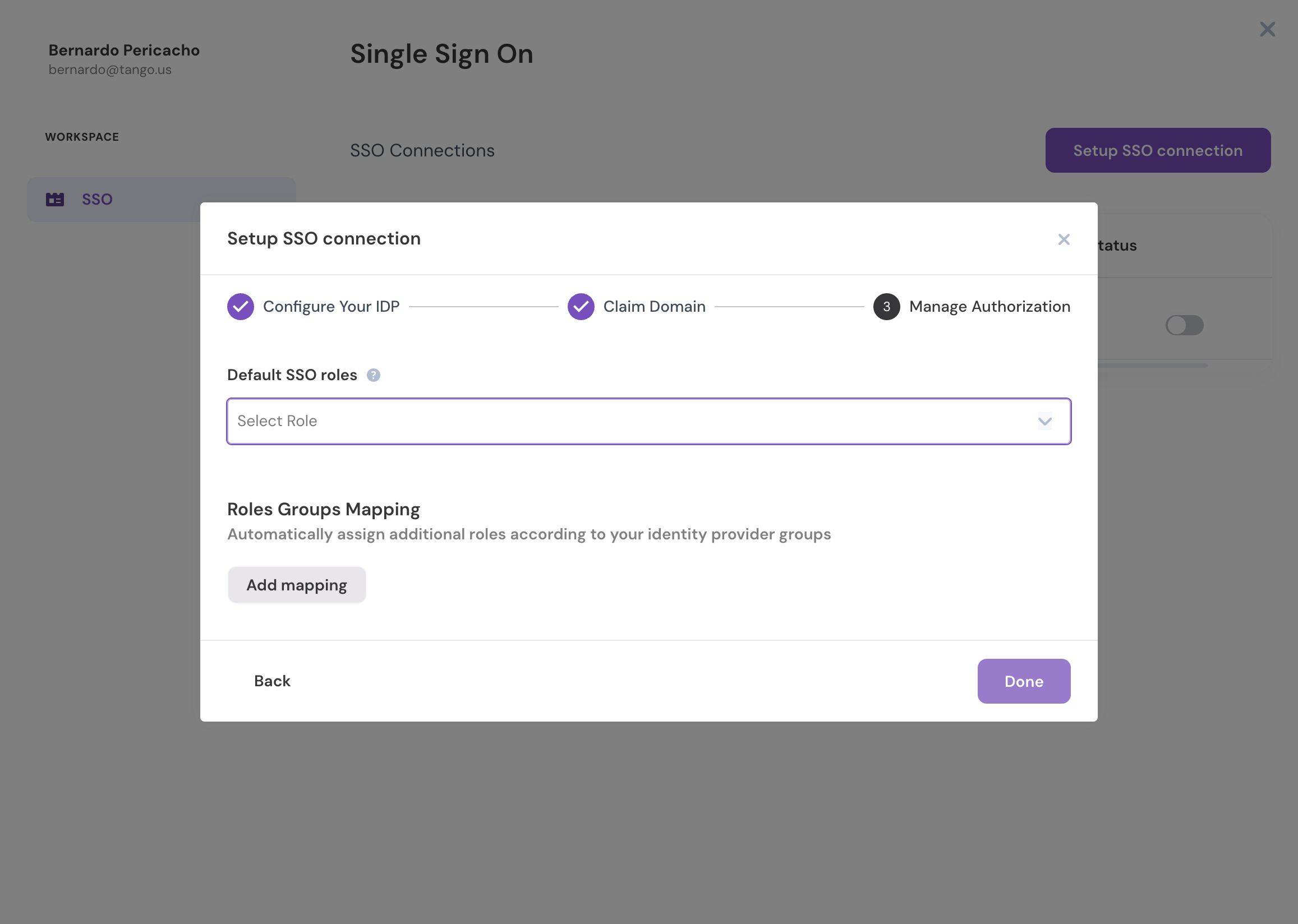 Click on Default SSO roles