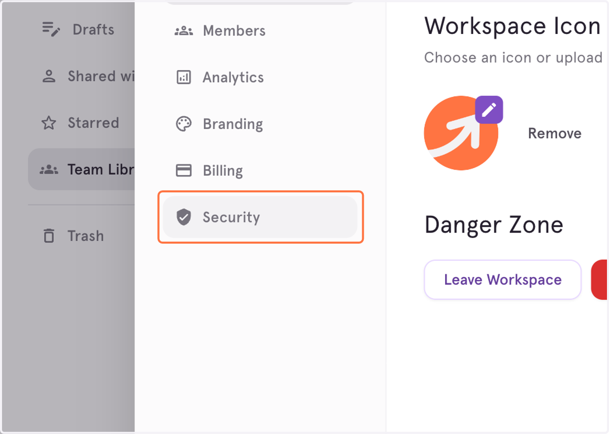 Click on Security