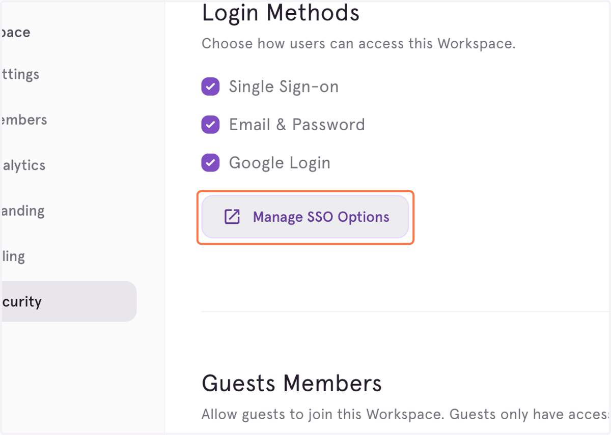Click on Manage SSO Options