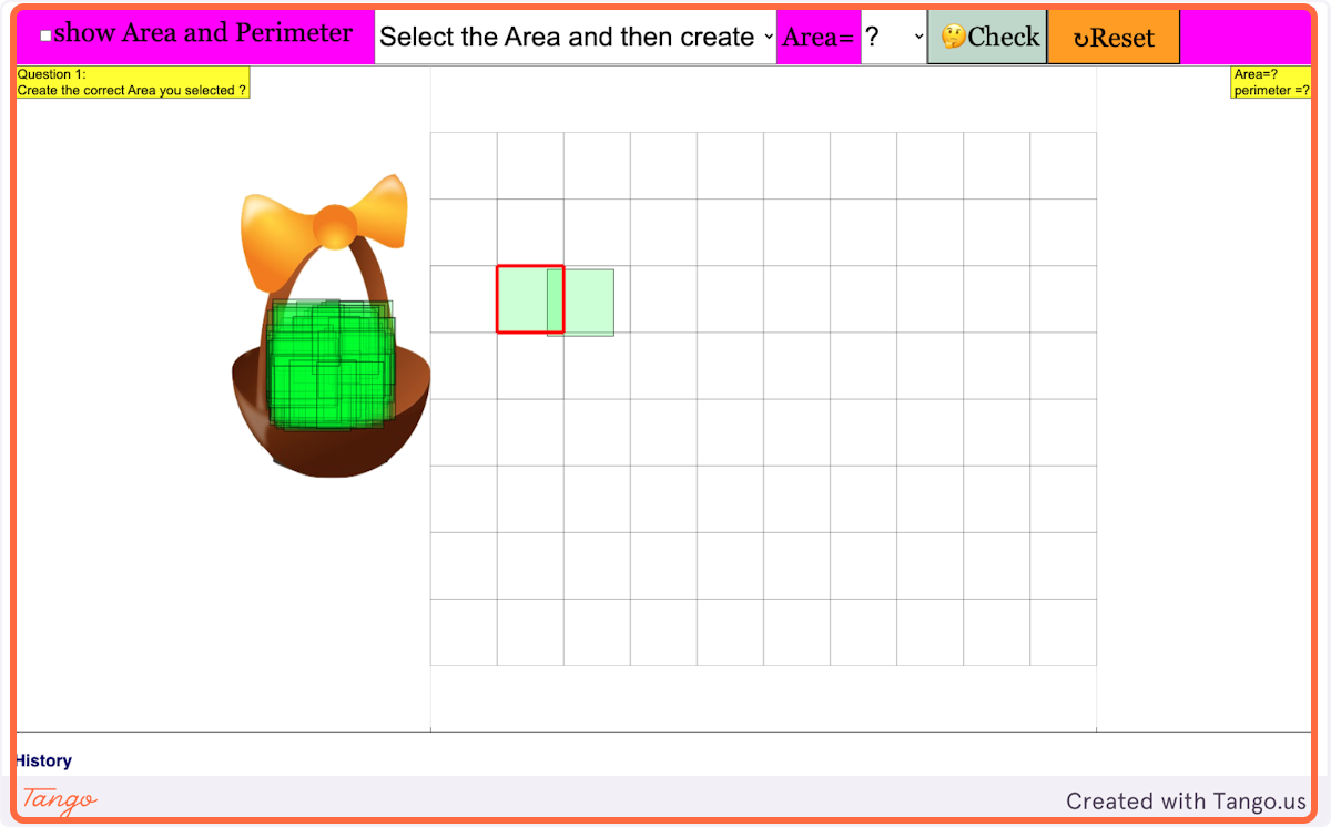 Click on squares and drop of the grid to add the composite figure with area formed