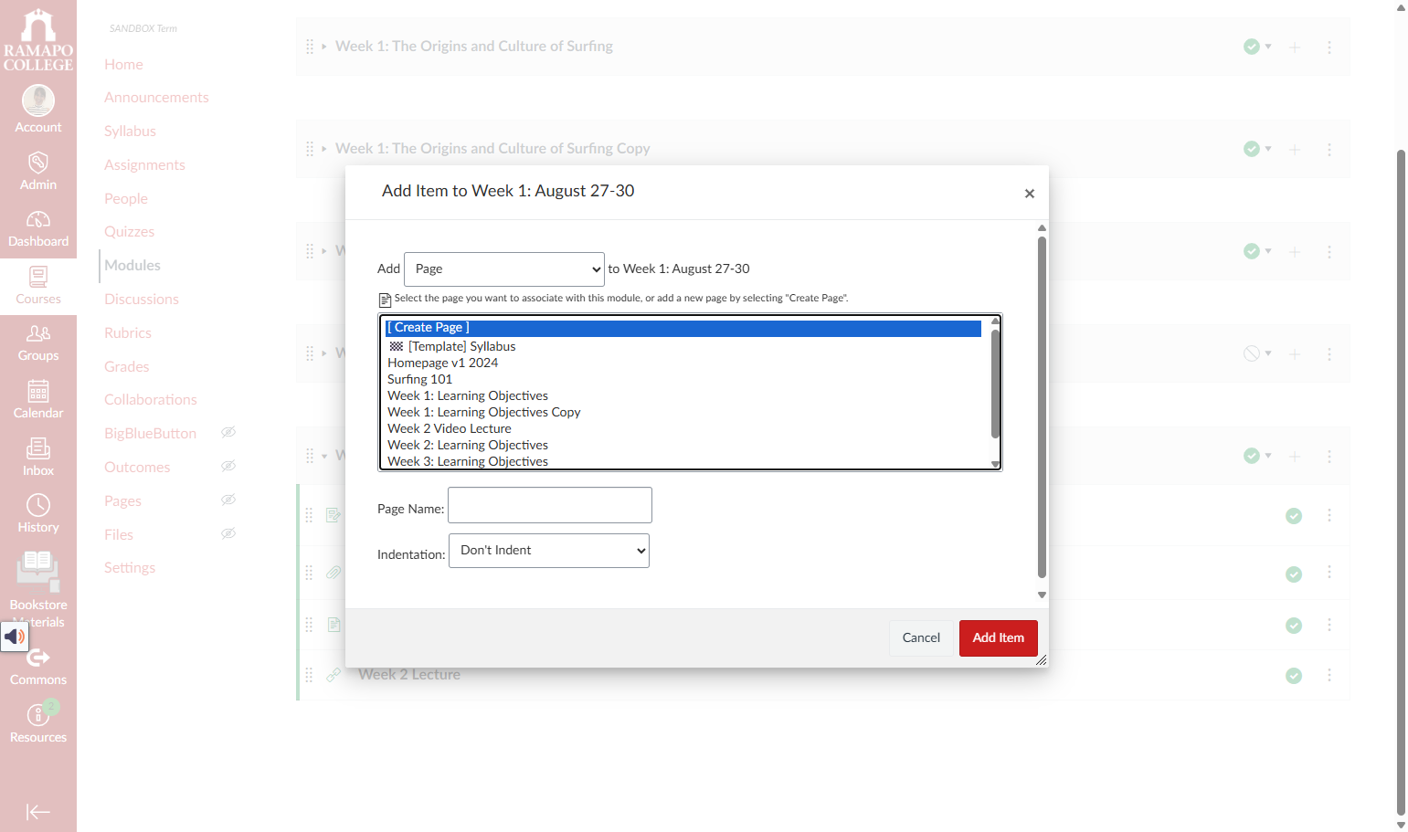 Select [ Create Page ].