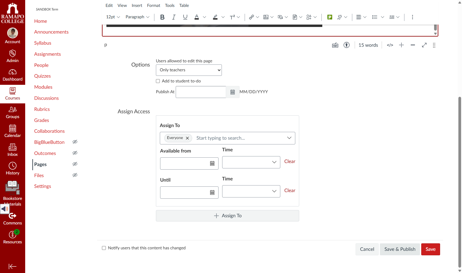 Click on Save & Publish (or just Save if you aren't ready to publish).
