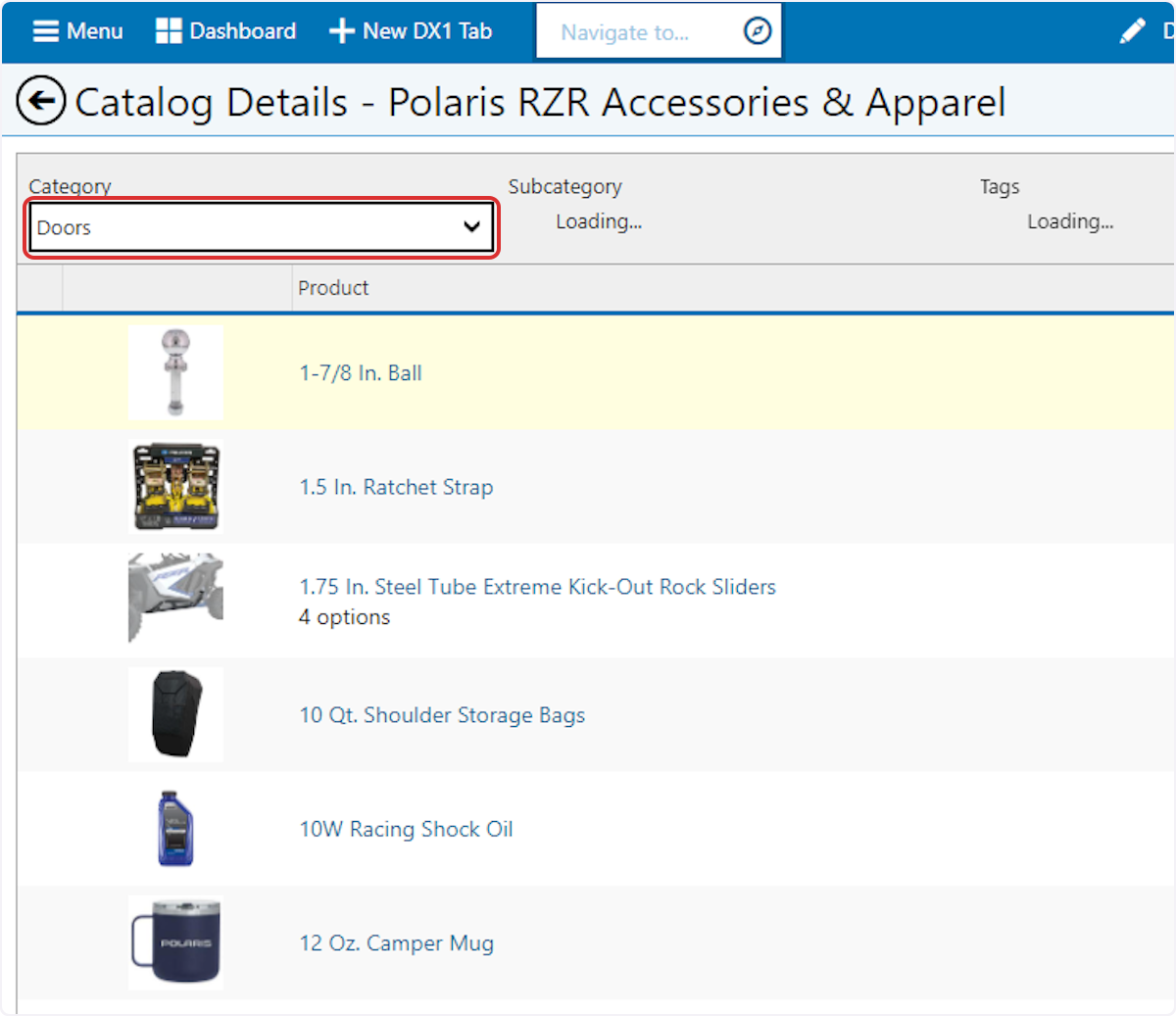 Use the search filters or search fields to look up the product you wish to update.