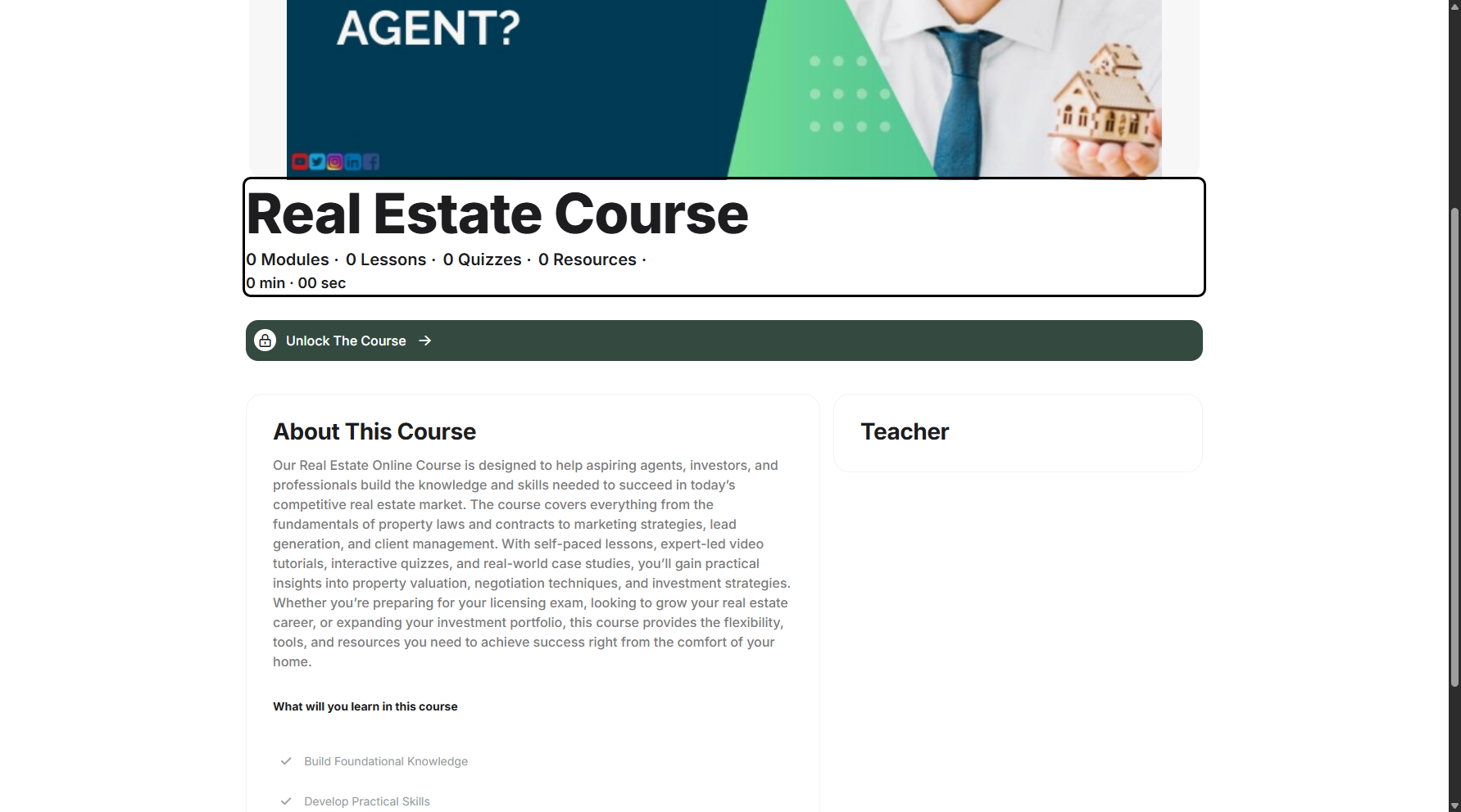 Step 9: You will be navigated to the selected course’s landing page.