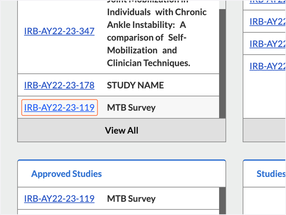 From your Cayuse dashboard select the study you want to Modify