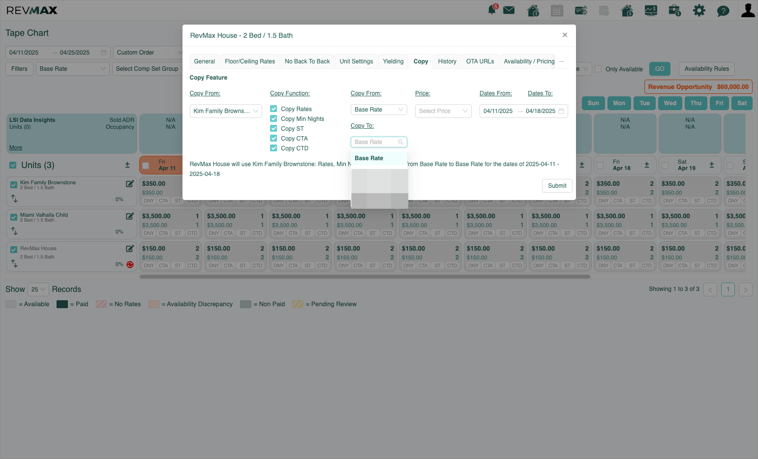 Under "Copy To, Select Base Rate
