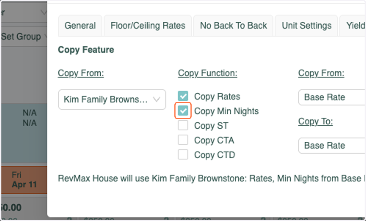 Select each Function that you'd like to Copy to the New Unit