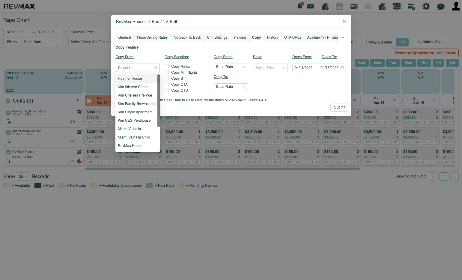 A. Click the Copy Tab B. Click the Drop Down under "Copy From"
