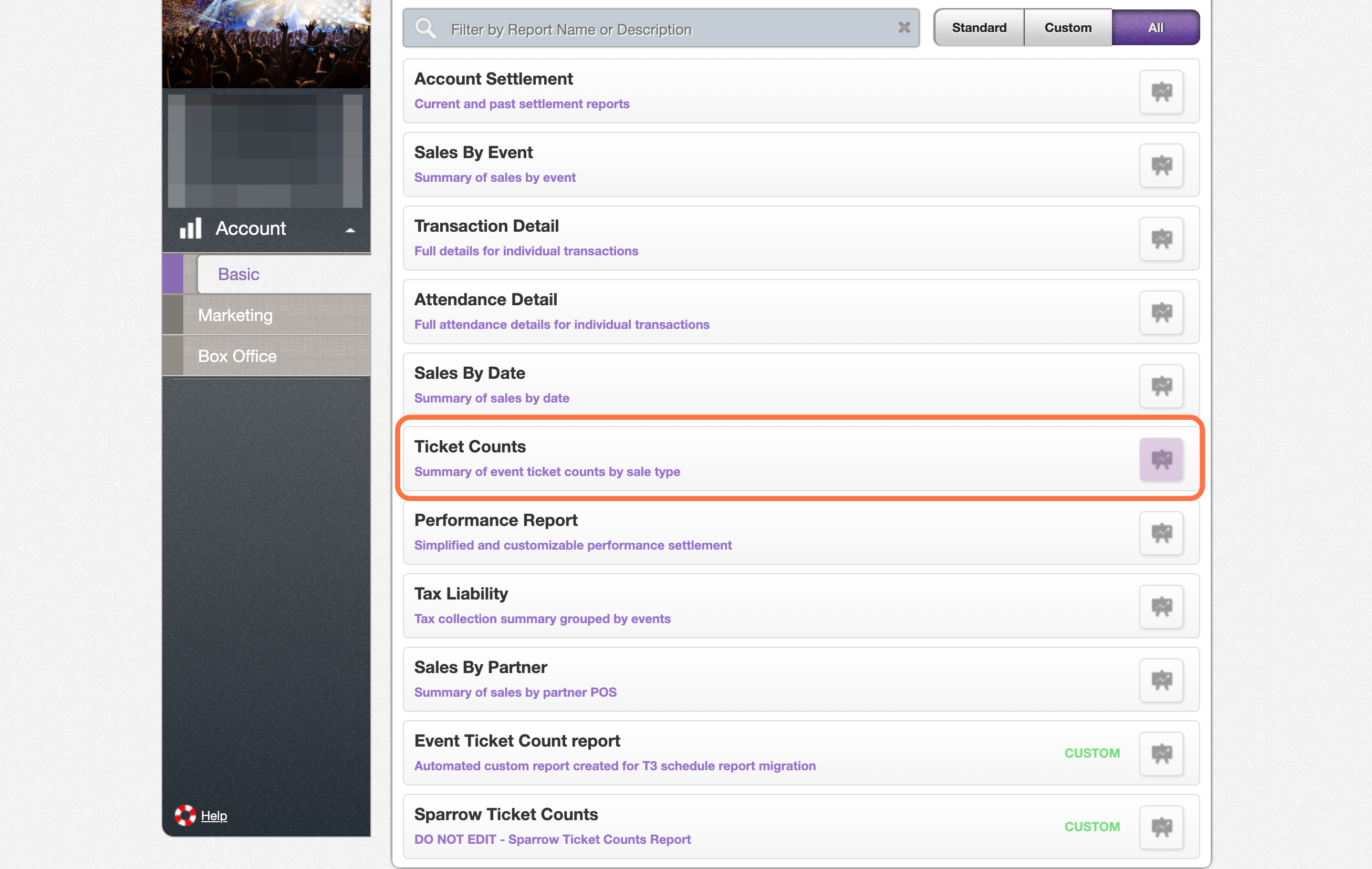 Click on Ticket Counts