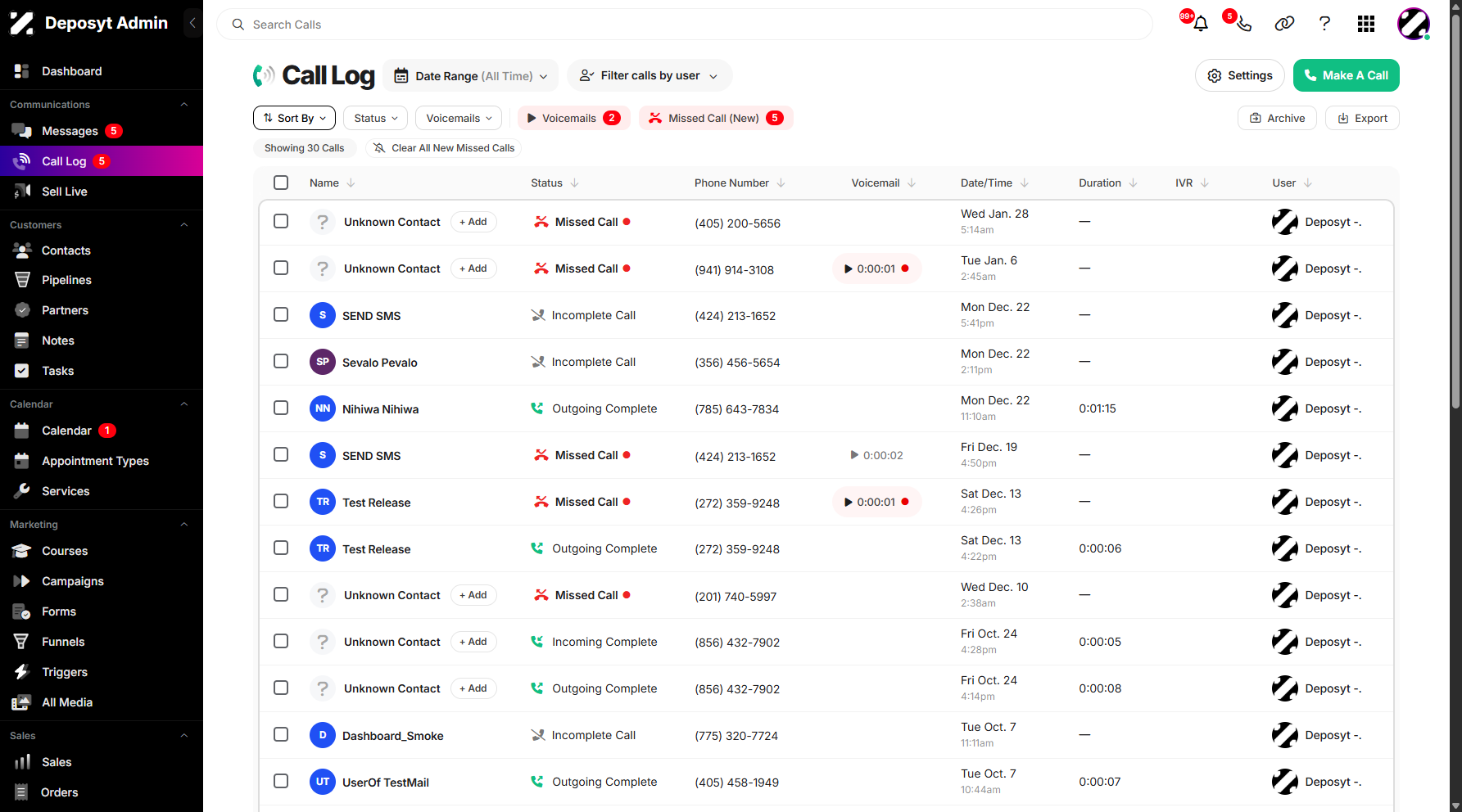 Step 3: To sort your call log, click on Sort by dropdown menu.