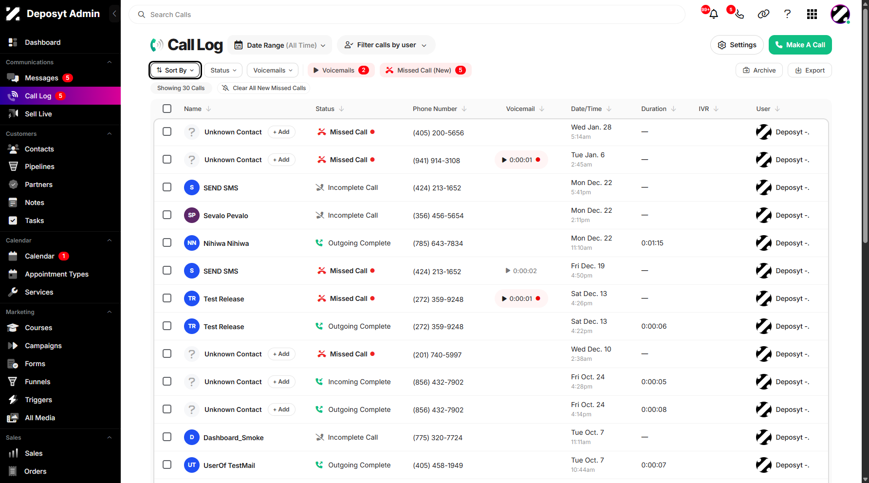 Step 3: To sort your call log, click on Sort by dropdown menu.