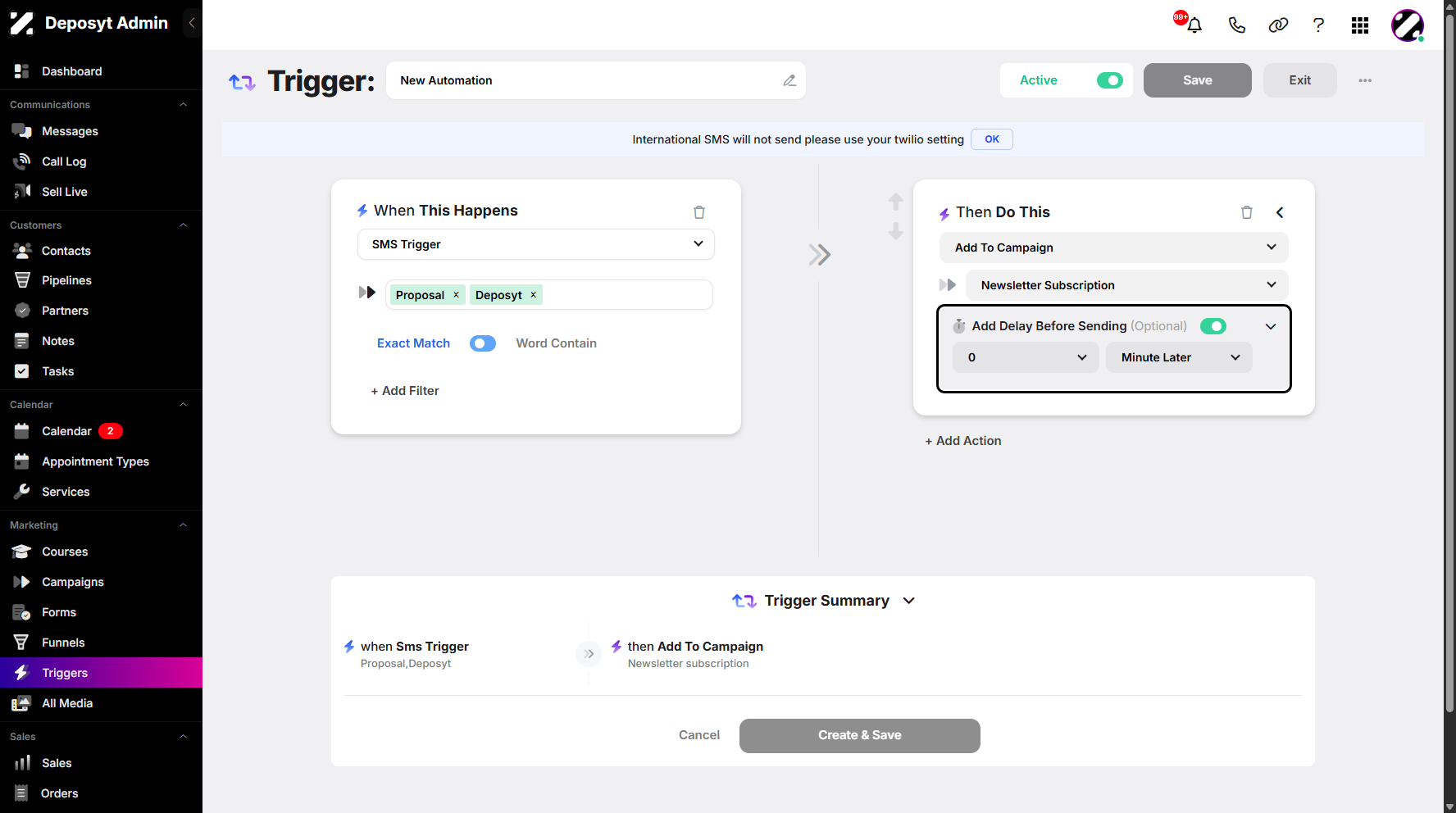 Step 7: To add a delay to your trigger, toggle the switch on to proceed.