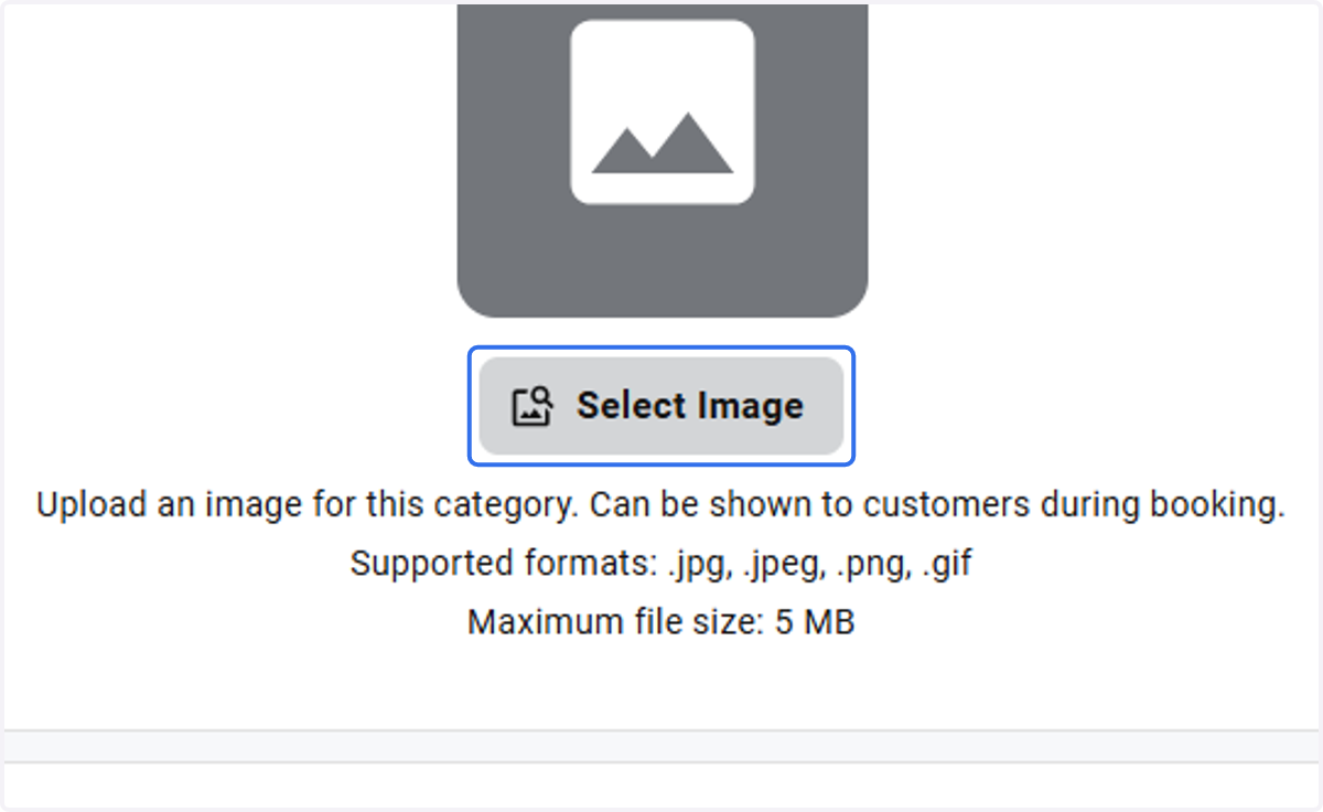 Click on Select Image if you would like to add an image (e.g. Logo)