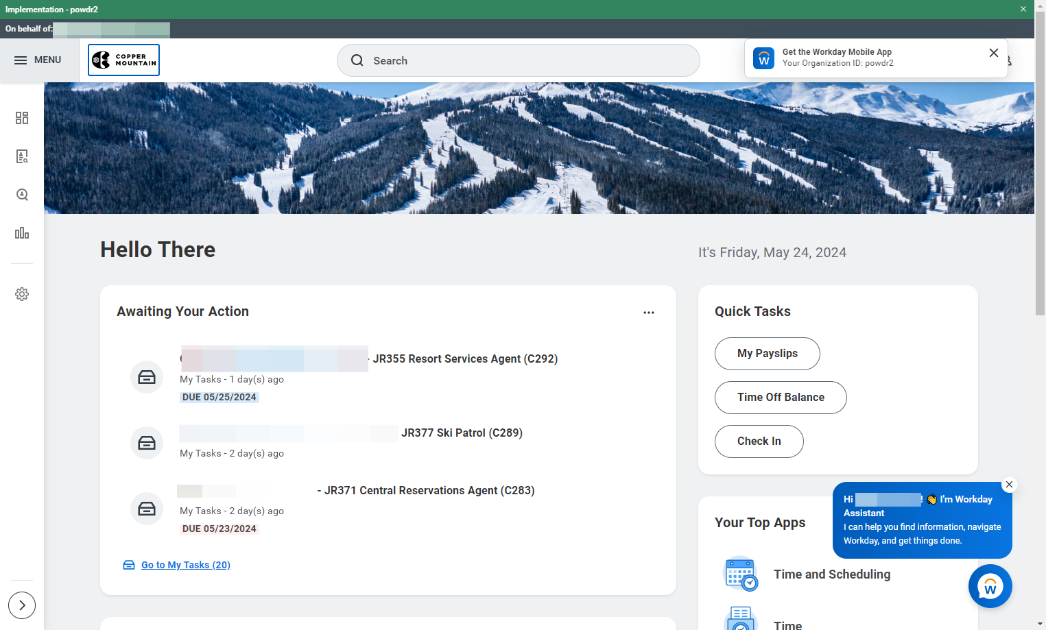 From your Workday Home screen, click MENU