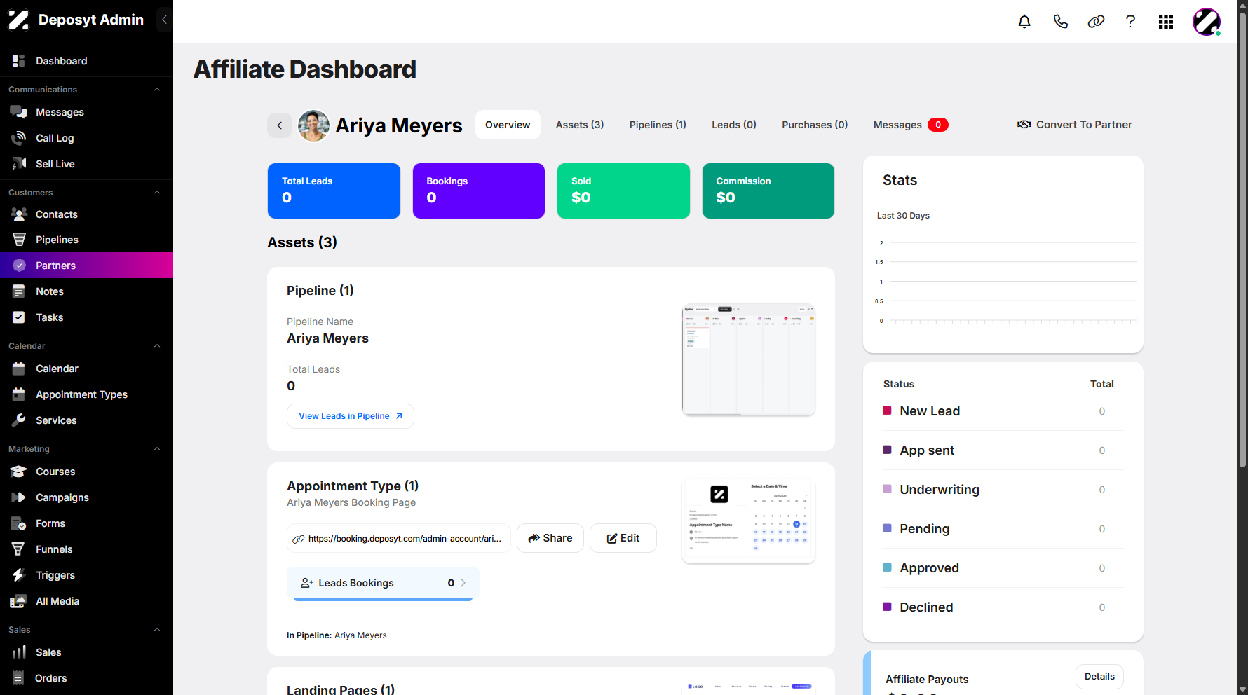 Step 4: You will then be taken to the Affiliate’s Overview section